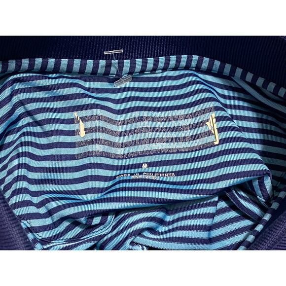 Donald Ross Polo Witch on Broom Embroidery Medium Blue stripe 100% polyester - Picture 3 of 9